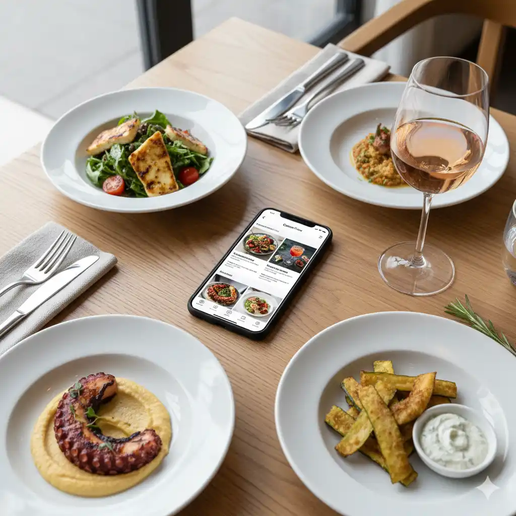 Ψηφιακό μενού GastroFlow σε κινητό που δείχνει προτάσεις upselling